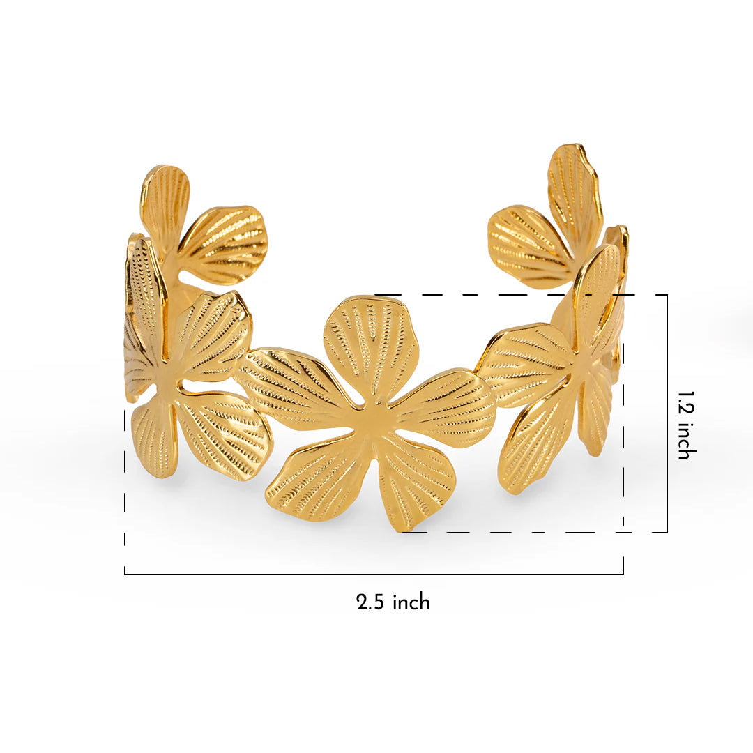Olivia’s Floral 18k Gold Cuff Bracelet - Amalfa