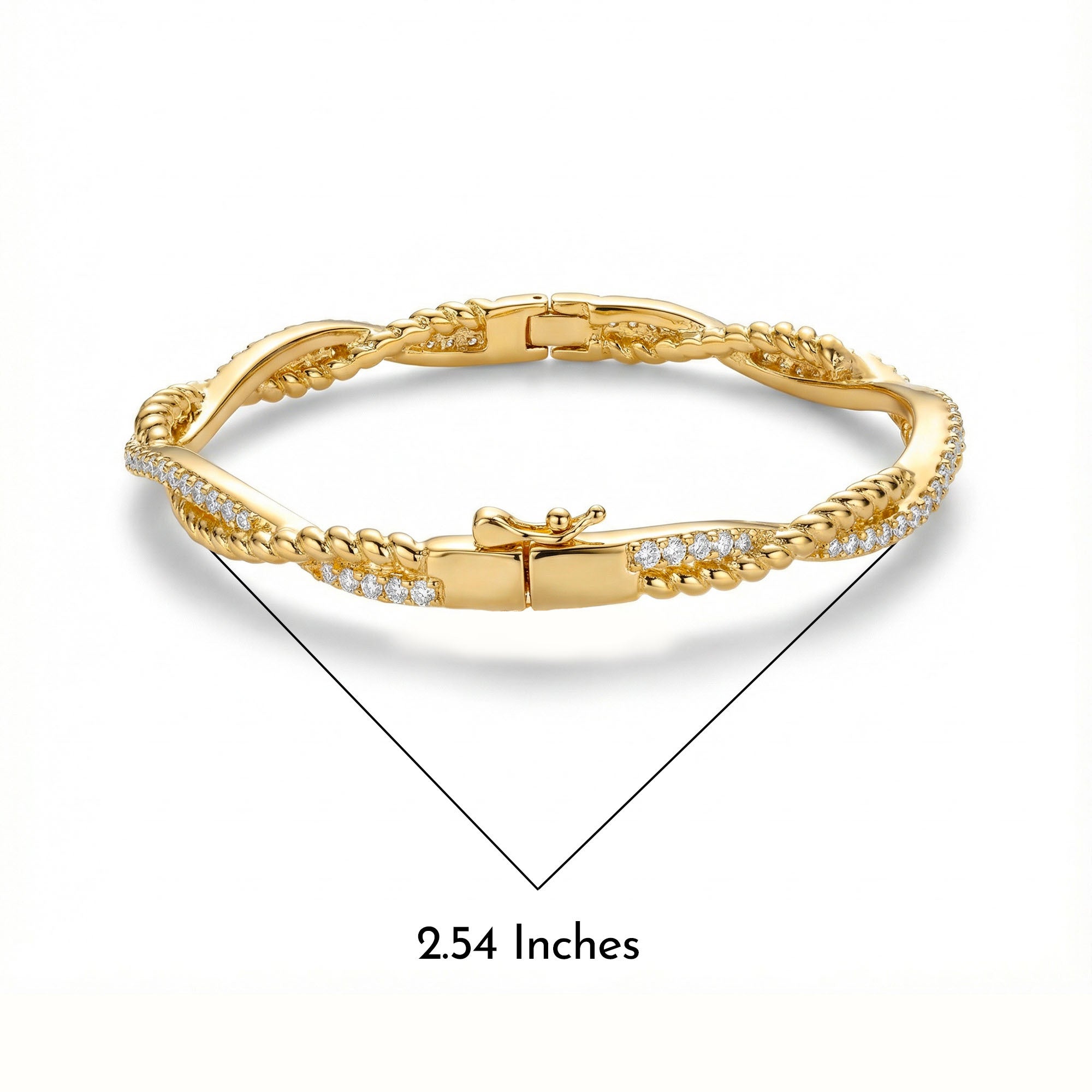 Gold bracelet with diamond accents on a white background