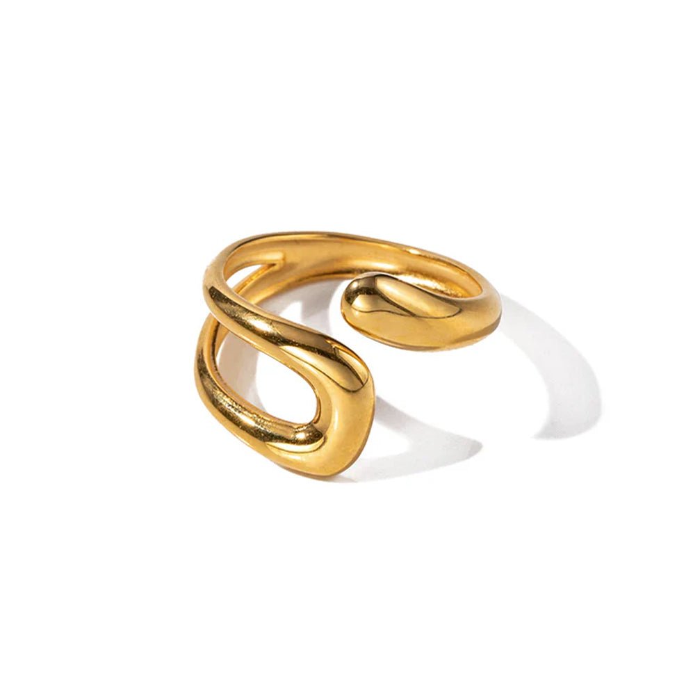 Asymmetry Flow Gold-Plated Adjustable Ring - Amalfa