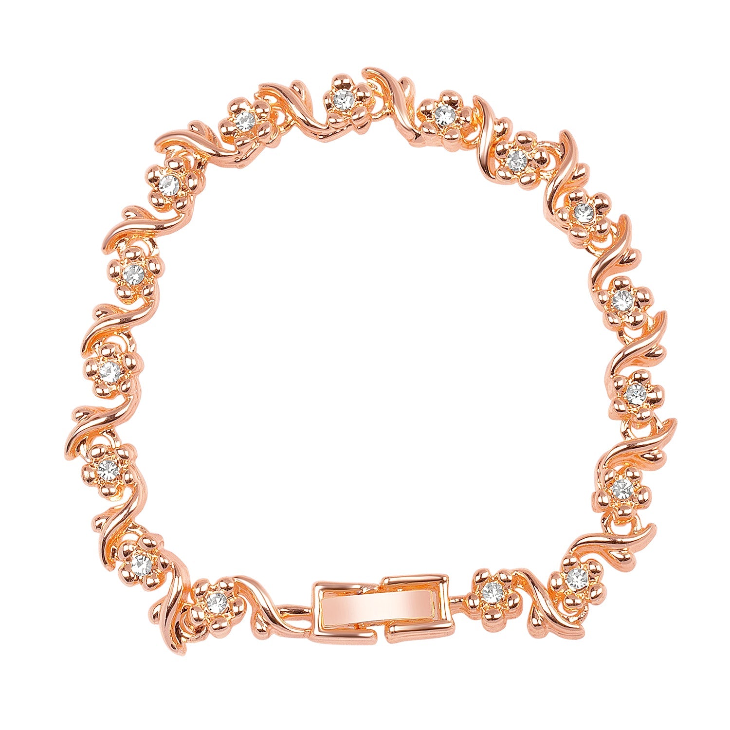 Floral Design Rose Gold Crystal Bracelet