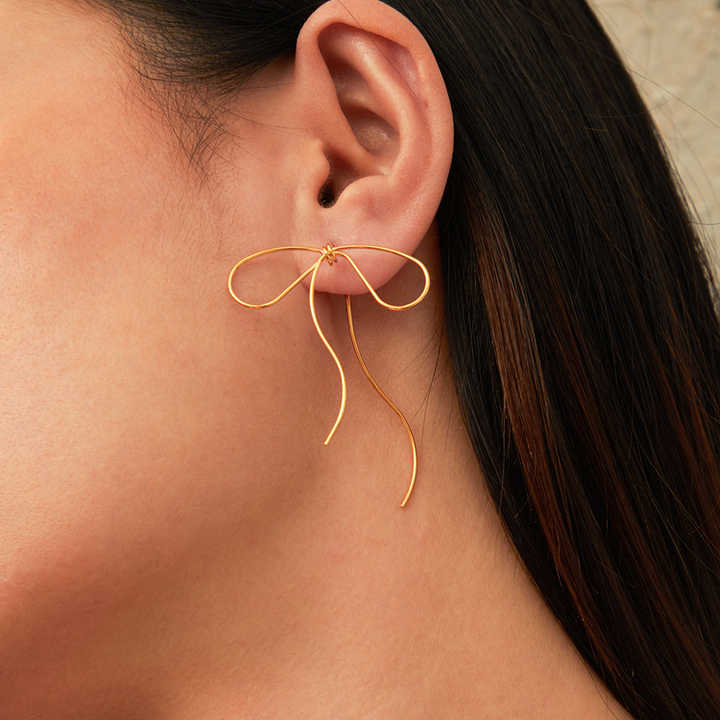 Lyra's Graceful Bow Wire Earrings - Amalfa