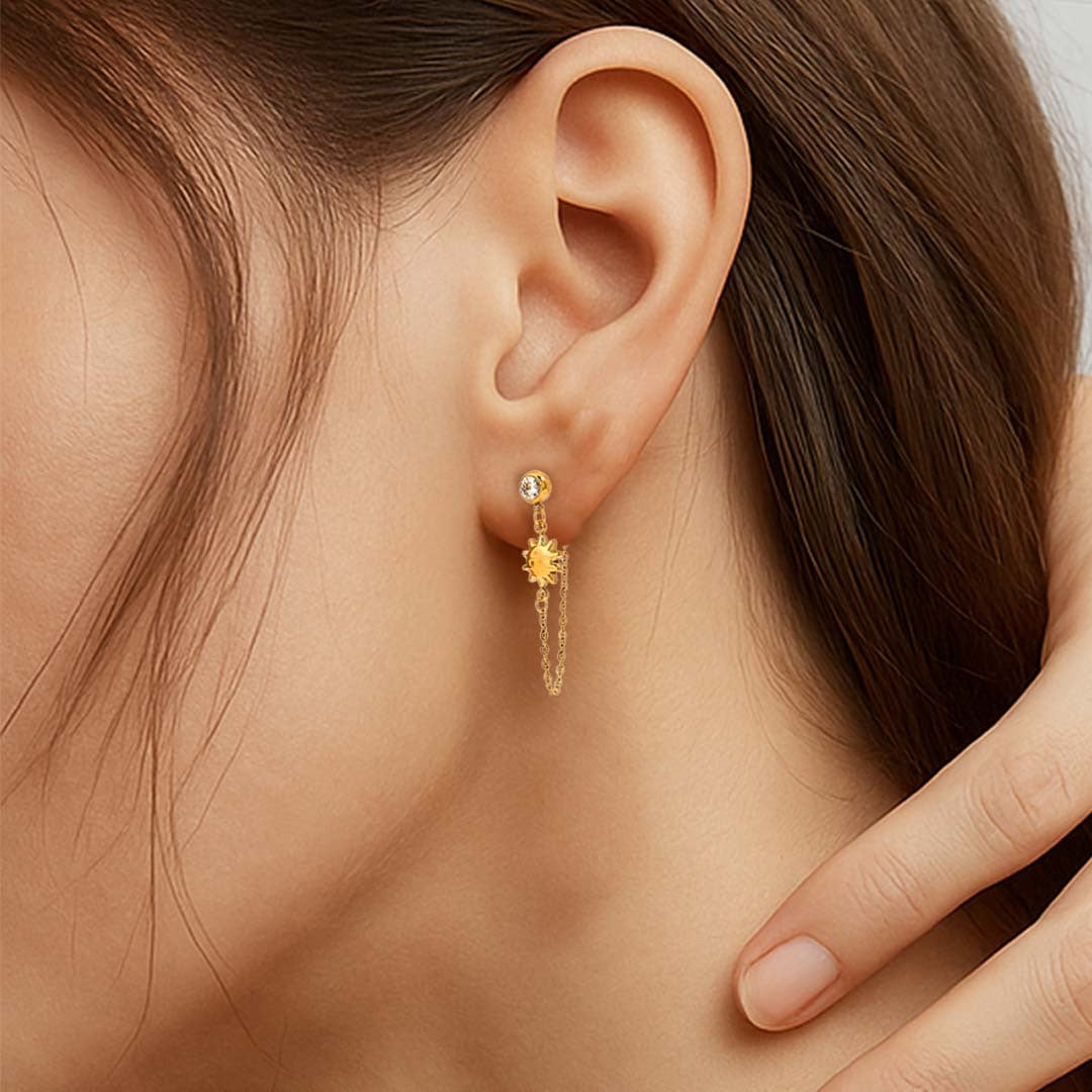 Celestial Chain Sun & Moon Gold Dangler - Amalfa
