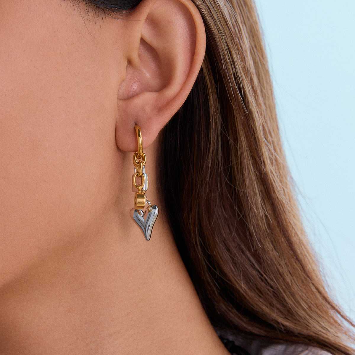 Gold and silver hoop earrings