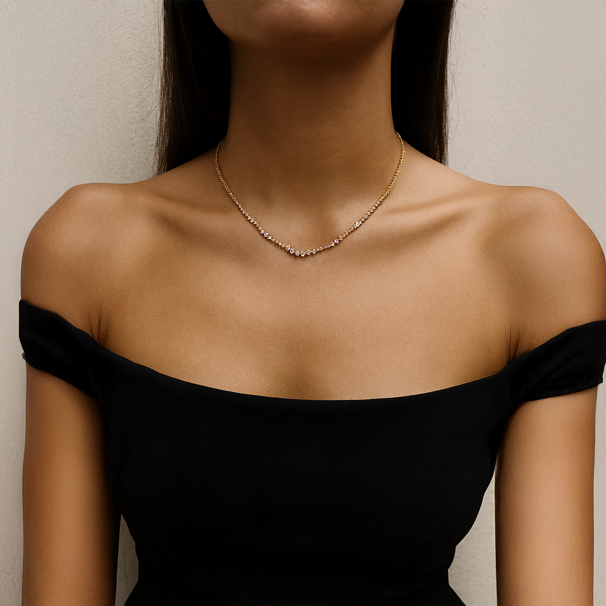 Classic CZ Choker Necklace For Women
