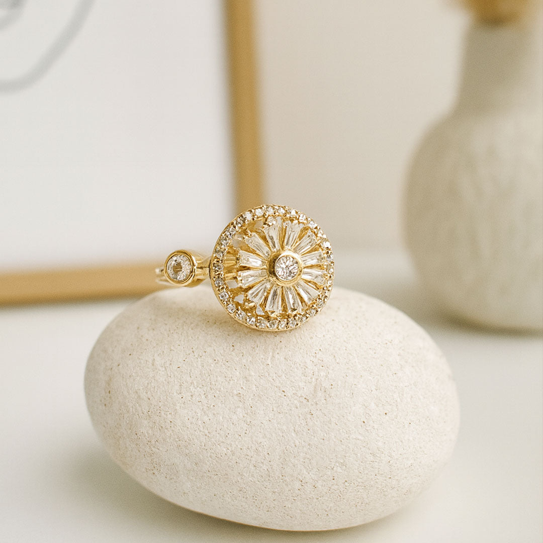 Gold ring with intricate design
