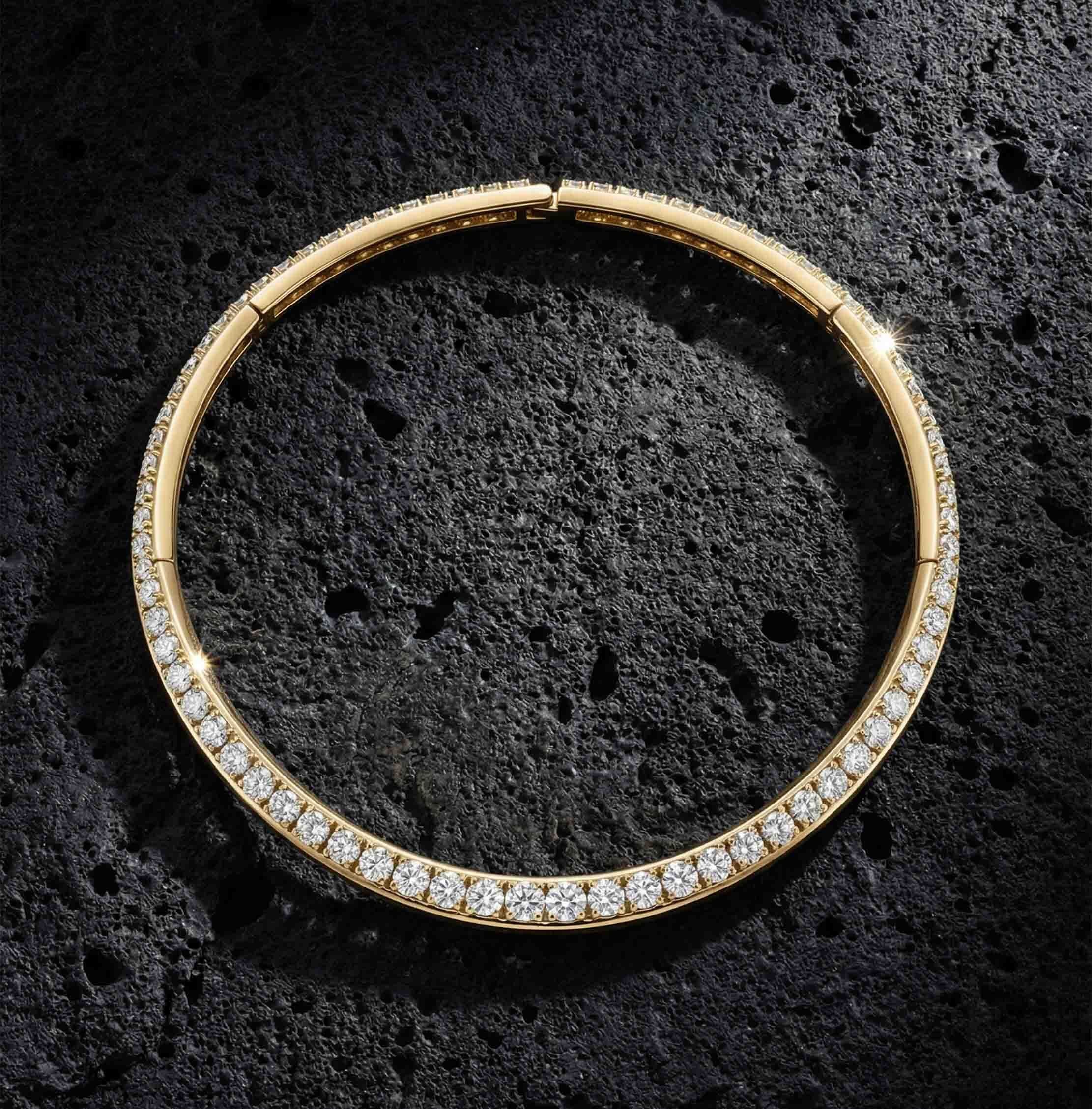 Gold Choker with diamonds on a black textured background