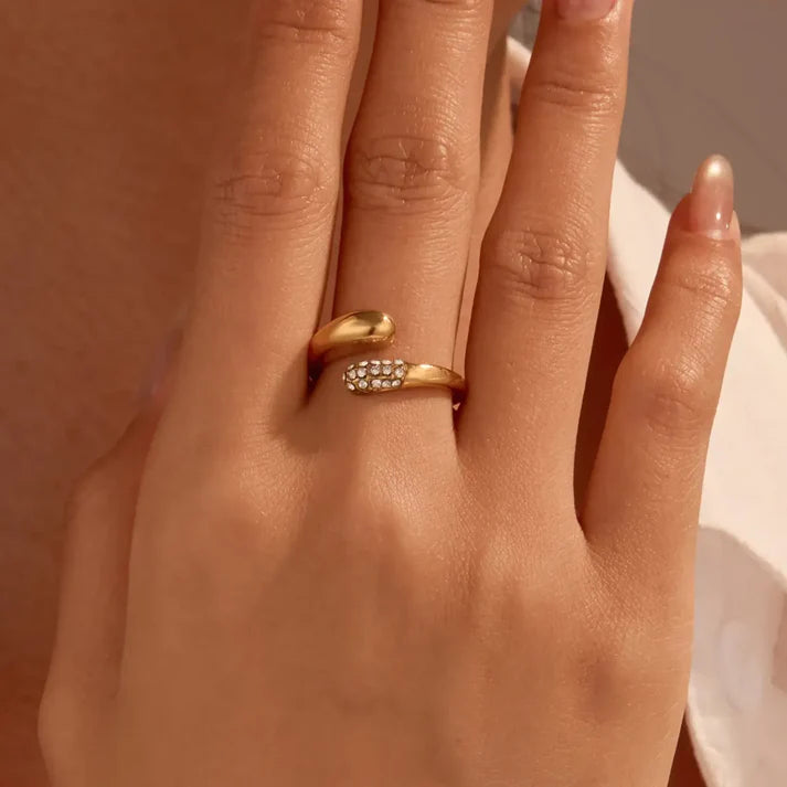 Gold Pave Open Tip Ring - Amalfa