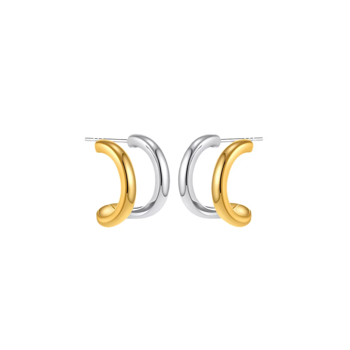 Kaia Dual-Tone Twist Hoop Earrings for Women - Amalfa
