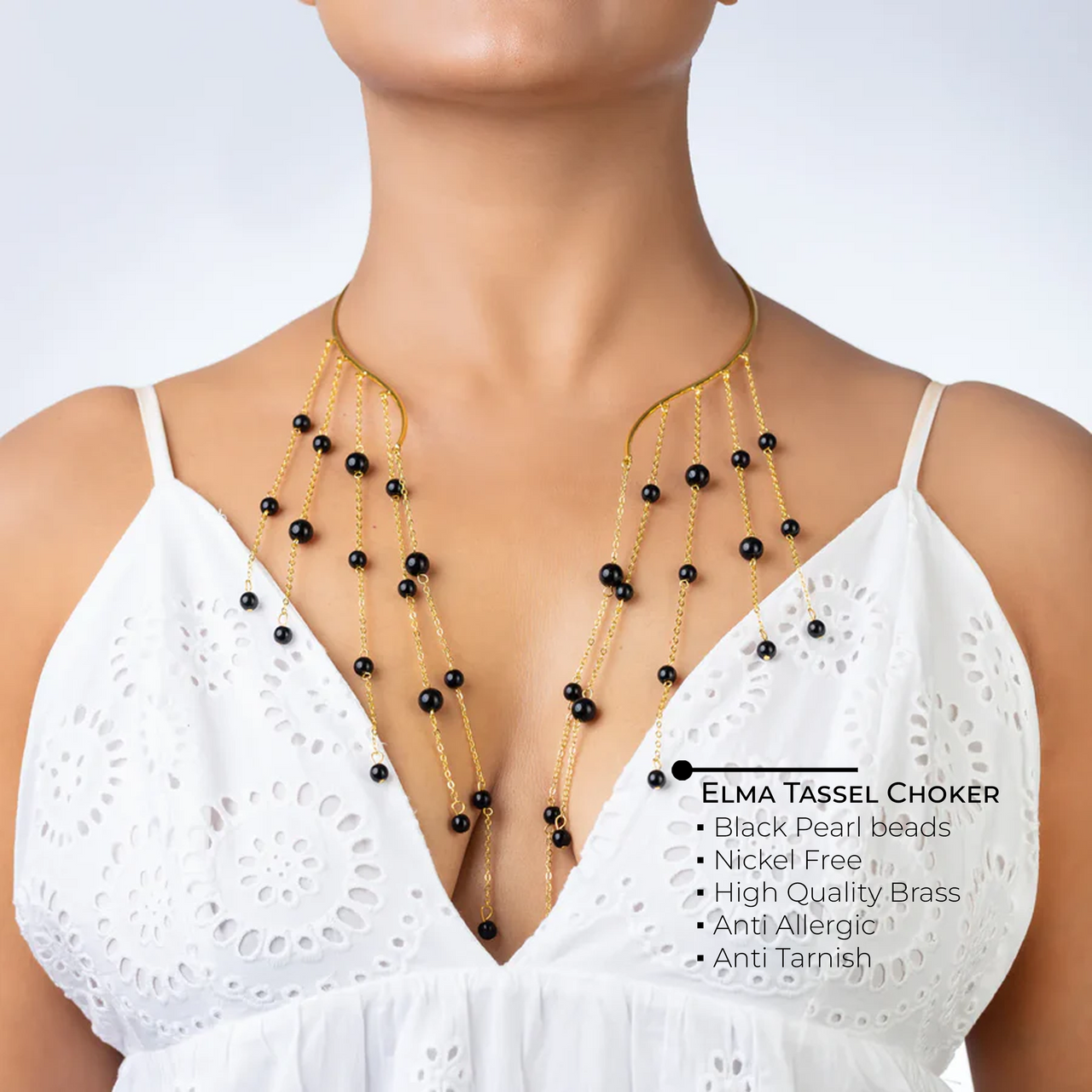 Elma Tassel Gold Choker Necklace