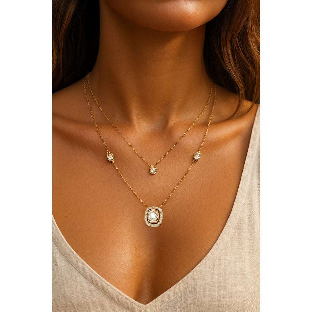 Elowen Stylish Gold Layered Pendant Necklace
