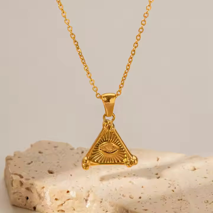 Eye of Clarity Triangle Pendant Necklace - Amalfa