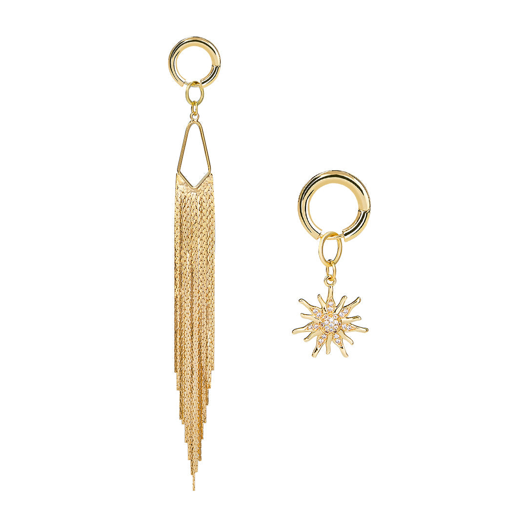 Gold Hoop Charm Earrings Set - Amalfa