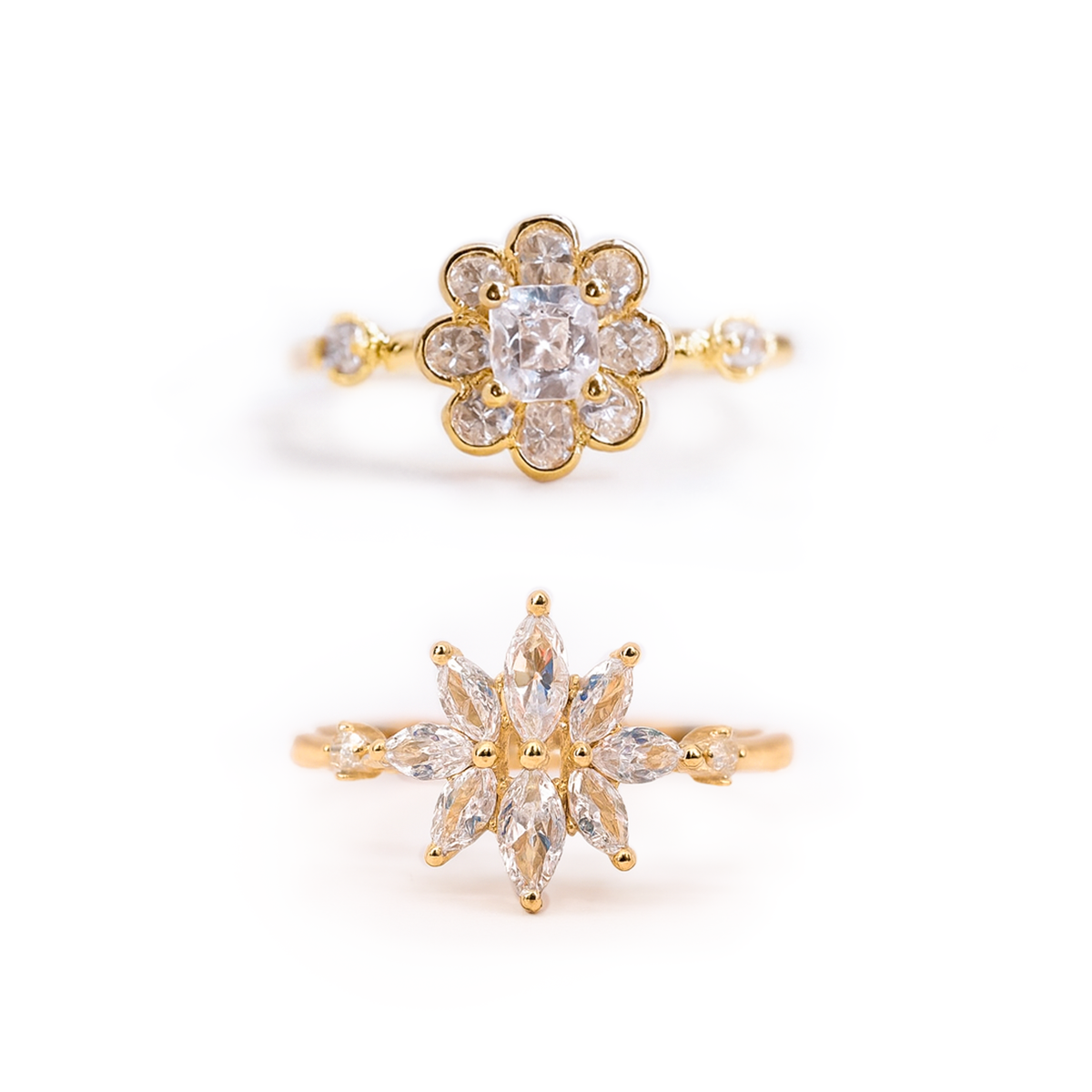 Floral Blossom Adjustable Rings Set for Women