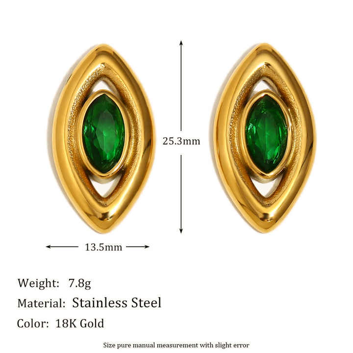 Eden Gold Green Gemstone Studs for Women - Amalfa