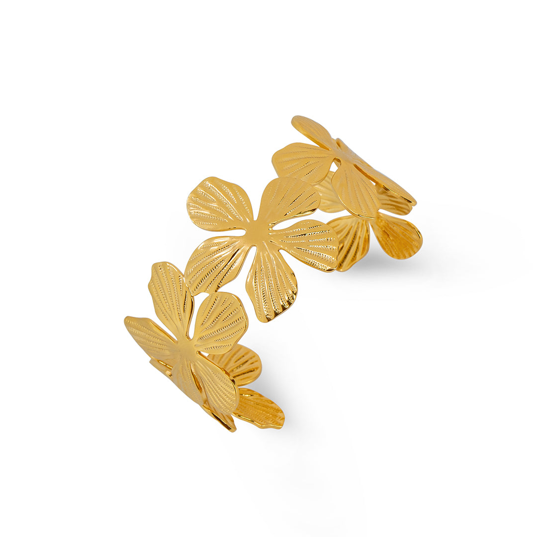 Olivia’s Floral 18k Gold Cuff Bracelet - Amalfa