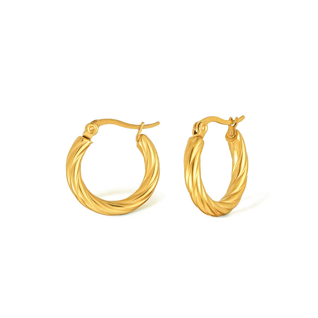 elegant gold twist hoop earrings for women lightweight for daily wear women