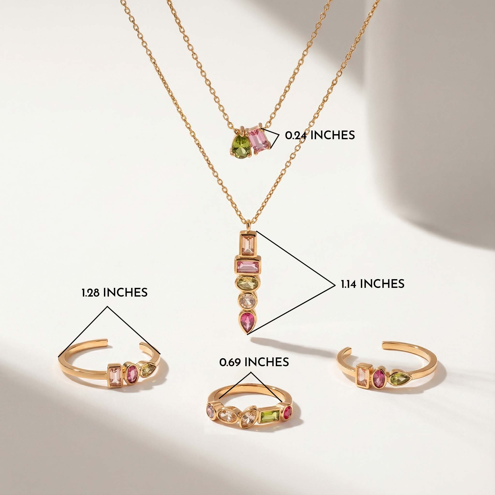 Gold Jewelry Set with Crystal Necklaces