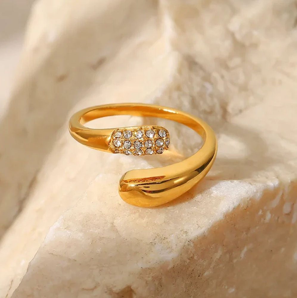 Gold Pave Open Tip Ring - Amalfa