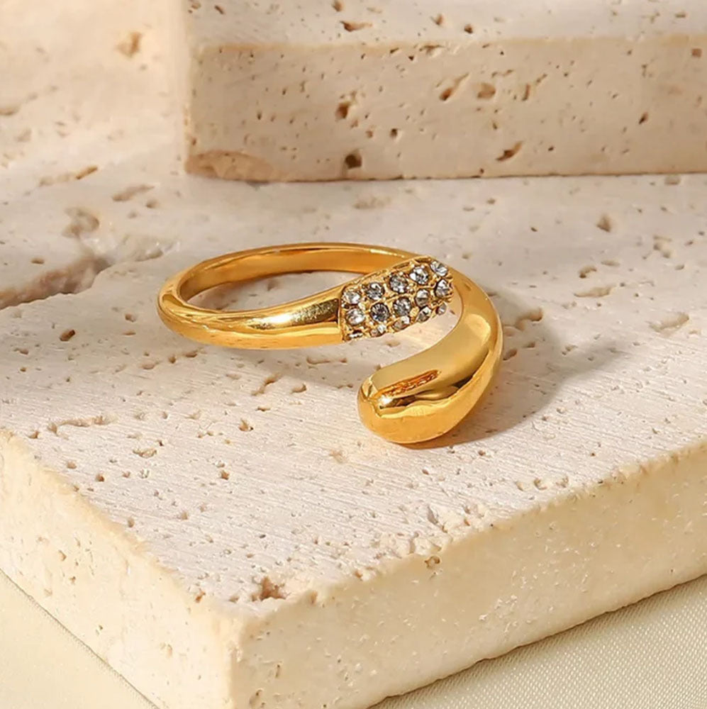 Gold Pave Open Tip Ring - Amalfa