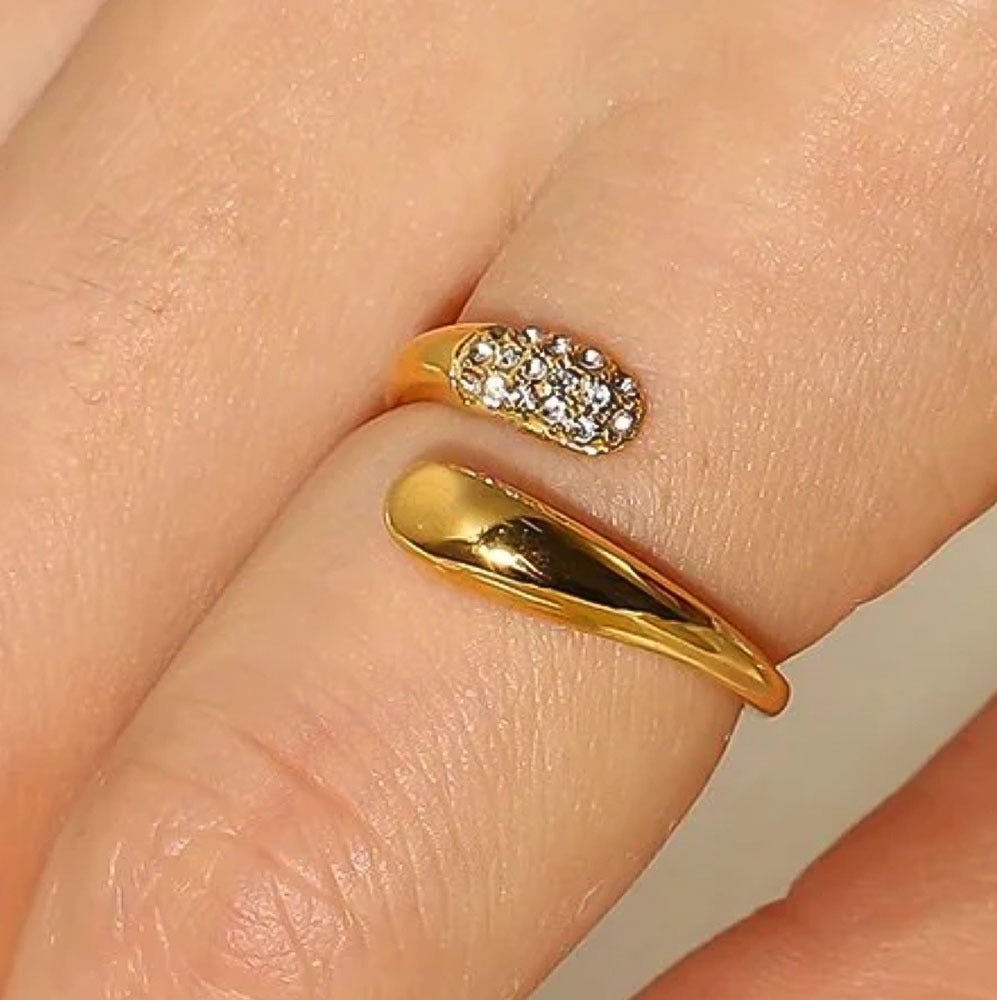 Gold Pave Open Tip Ring - Amalfa
