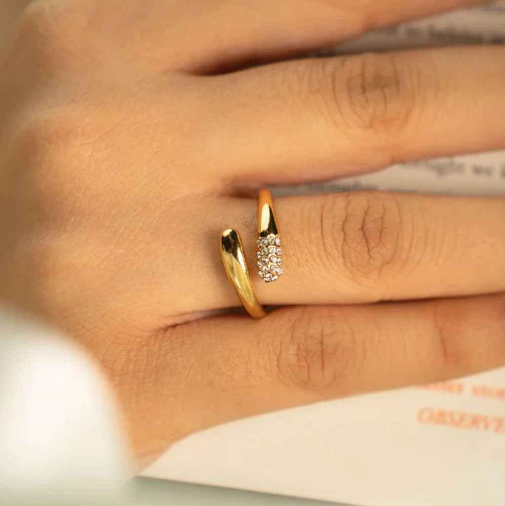 Gold Pave Open Tip Ring - Amalfa