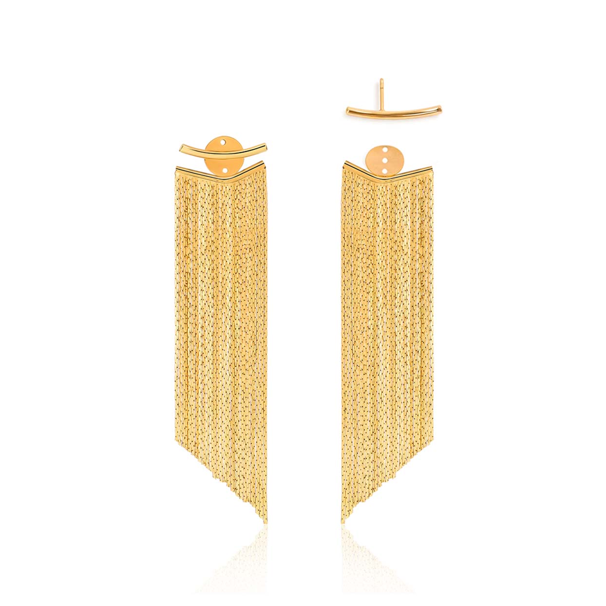 Gold textured earrings for women on a white background