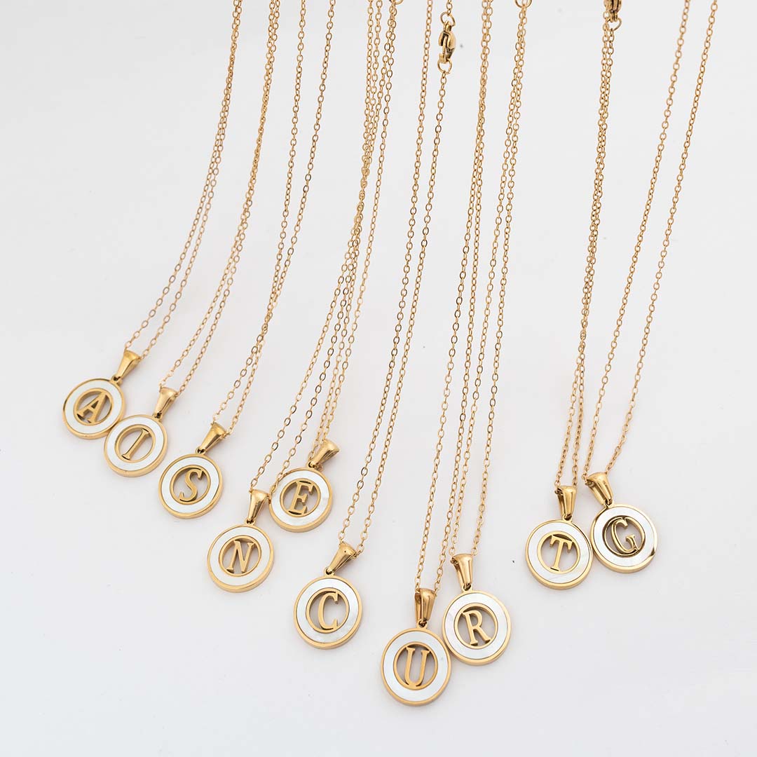 Gold chain initial pendant necklace