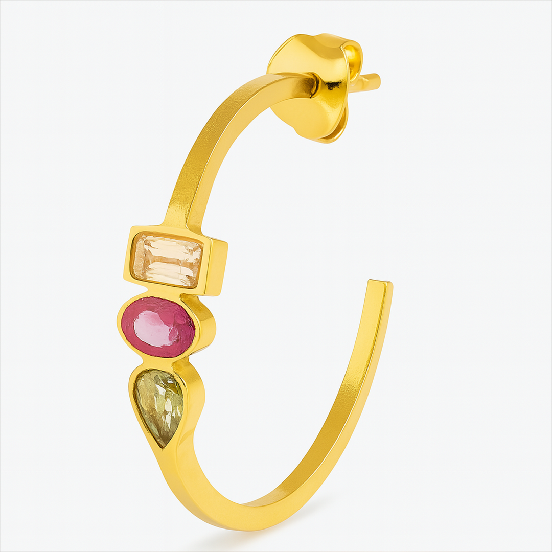 Nara Multi Gem Hoop Earrings - Amalfa