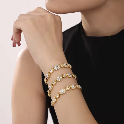 Arden Gold Zircon Chain Bracelet For Women - Amalfa