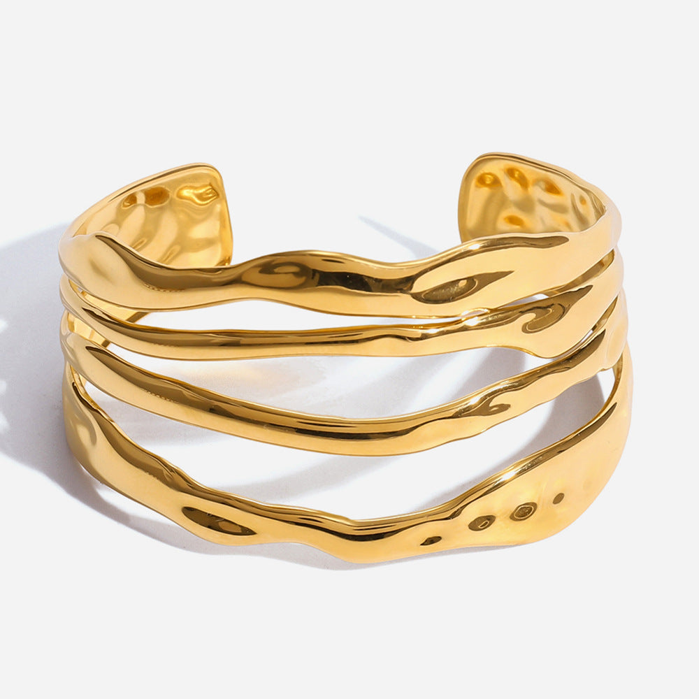Wave Form Gold Cuff Bracelet