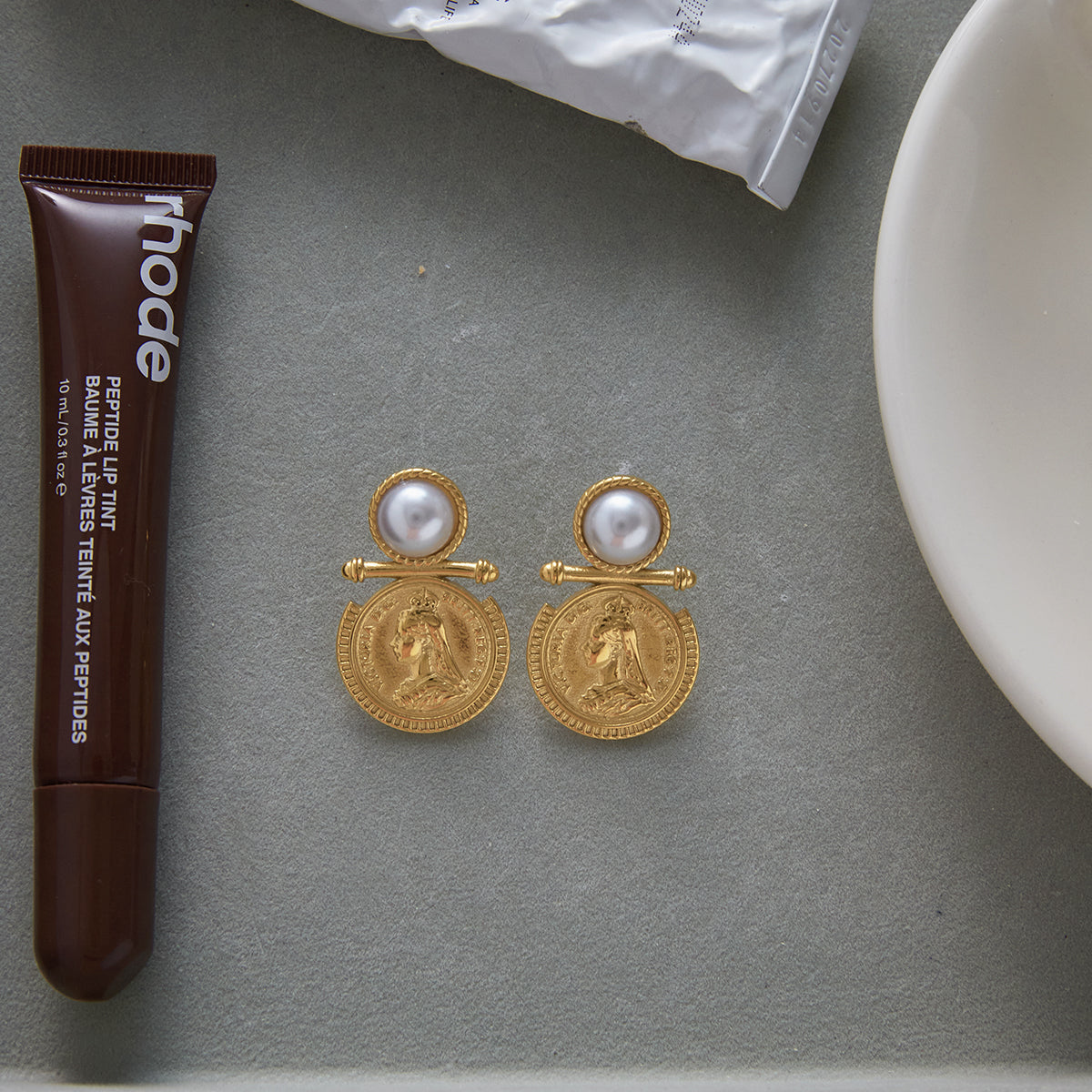 Athena Pearl Coin Earrings