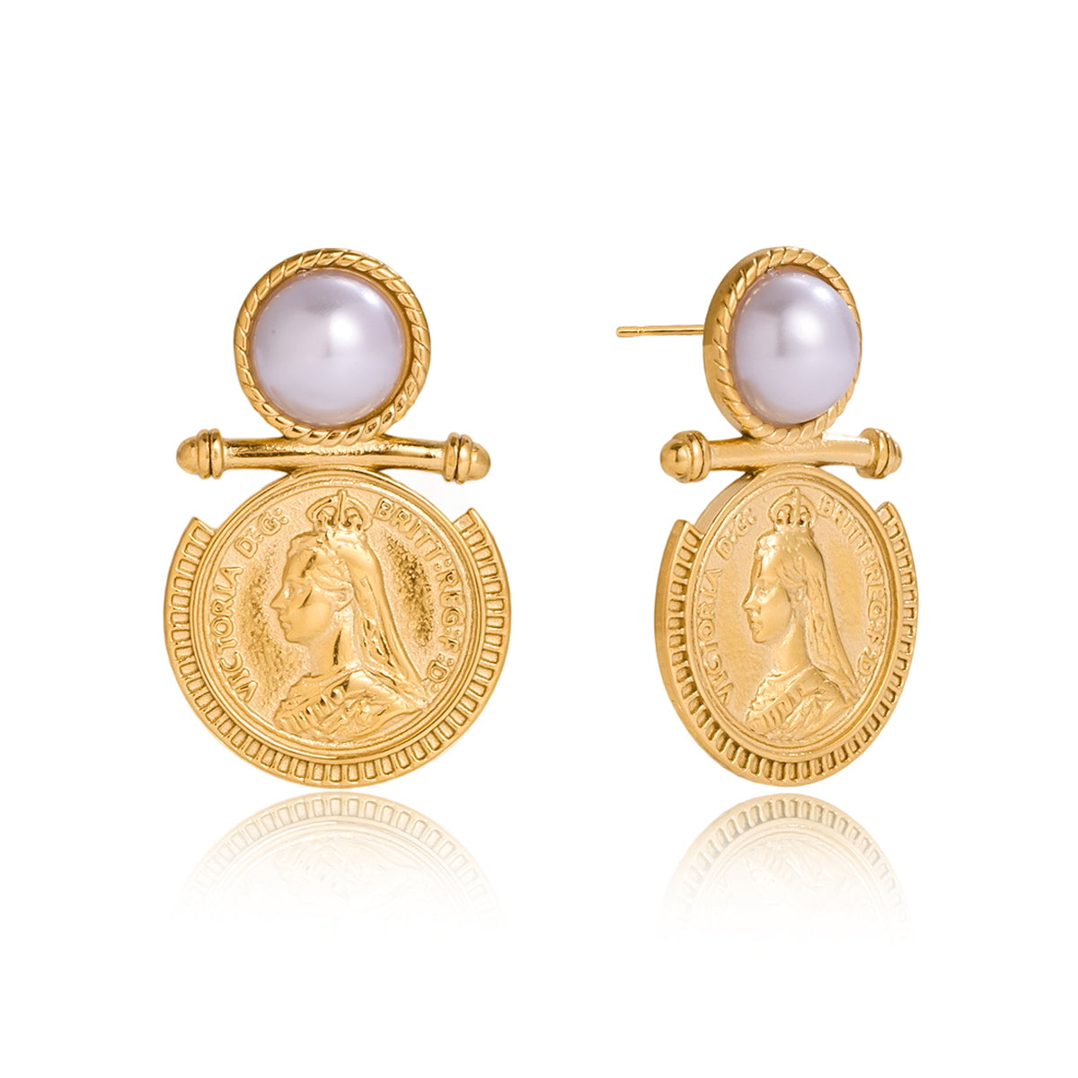 Athena Pearl Coin Earrings
