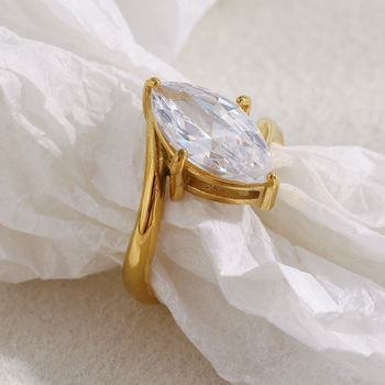 Solitaire Flow Crystal Ring