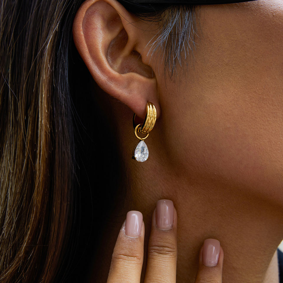 Tavi Drop Charm Hoop Earrings