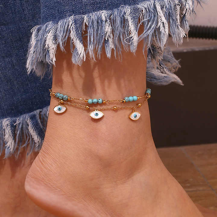 Myla Evil Eye Layered Anklet