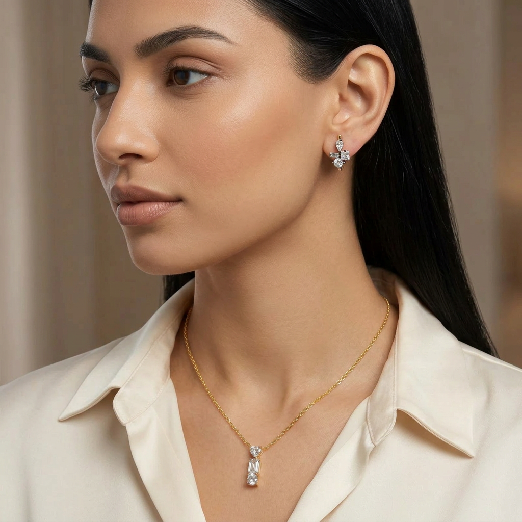 Harper stone cluster huggie Earrings For Women
