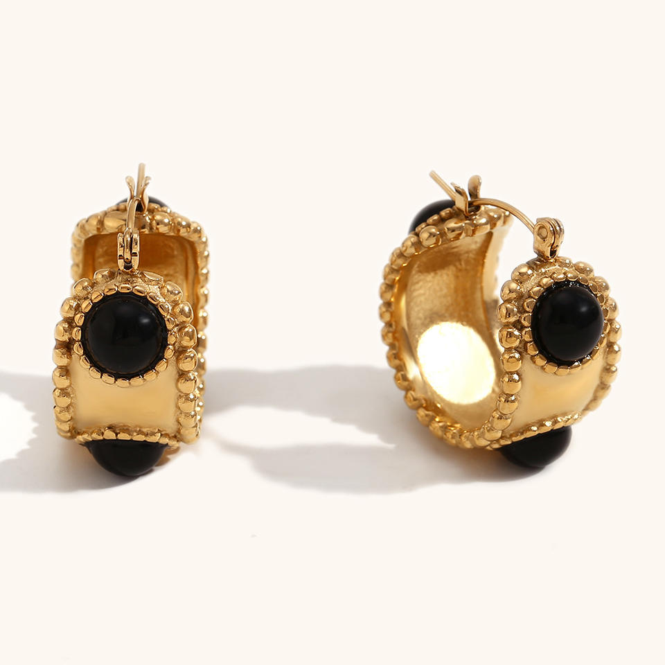 Cerys Gold Green Opal Hoop Earrings