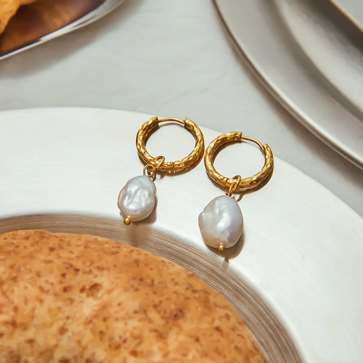 Talia Gold Pearl Drop Earrings for Women