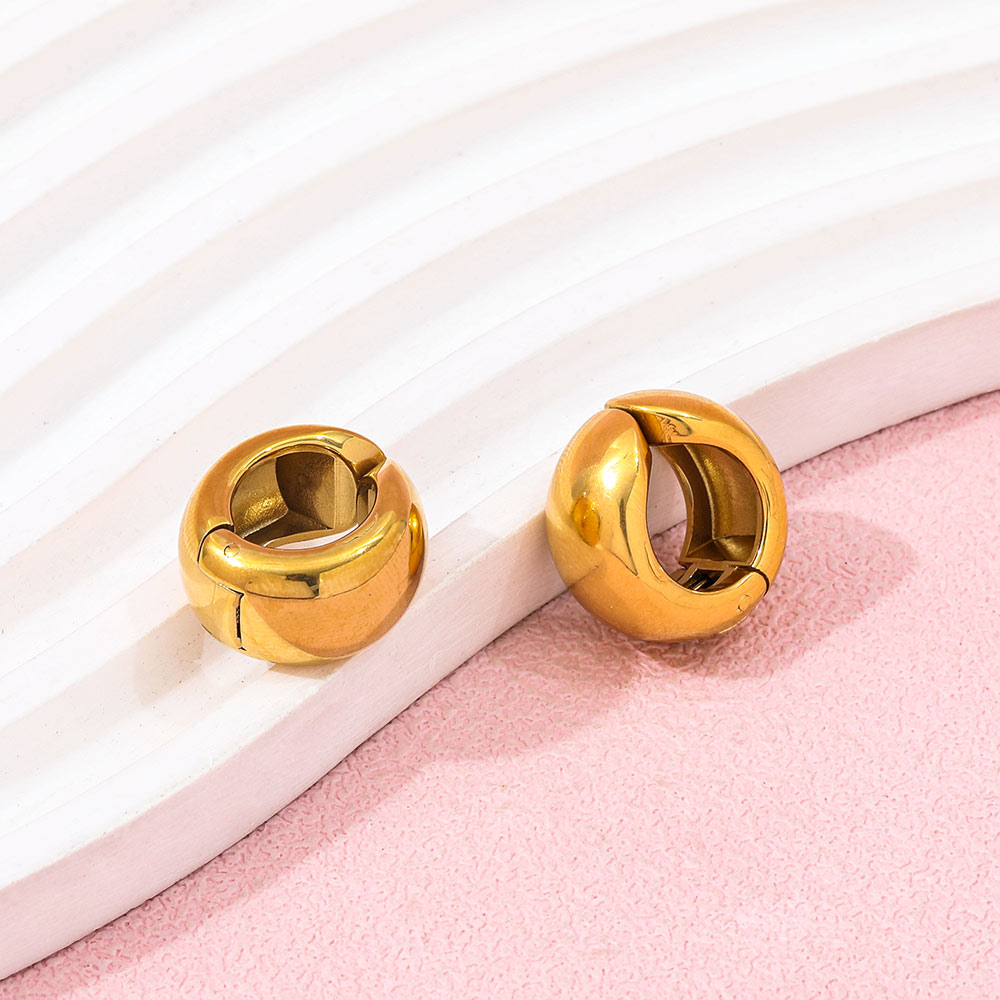 Bold Dome Gold Non-Pierce Hoop Earrings