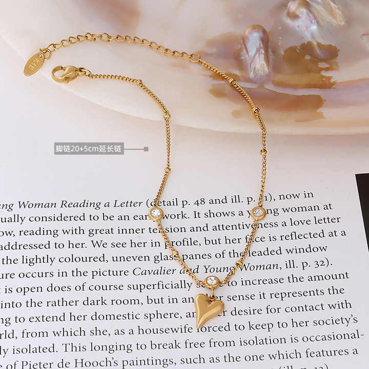 Gia Gold Heart Charm Anklet for Women