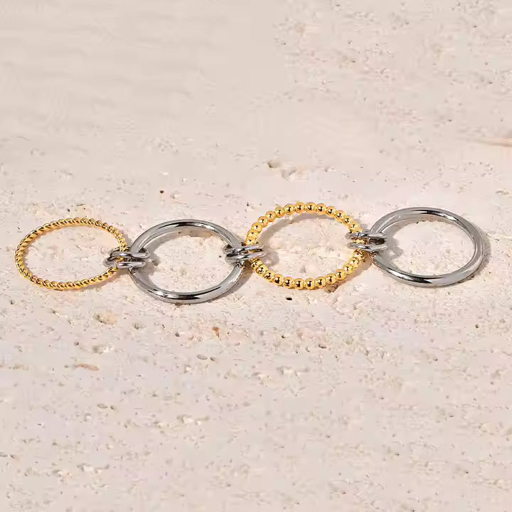 Caged Duo-Tone Stackable Statement Rings - Amalfa
