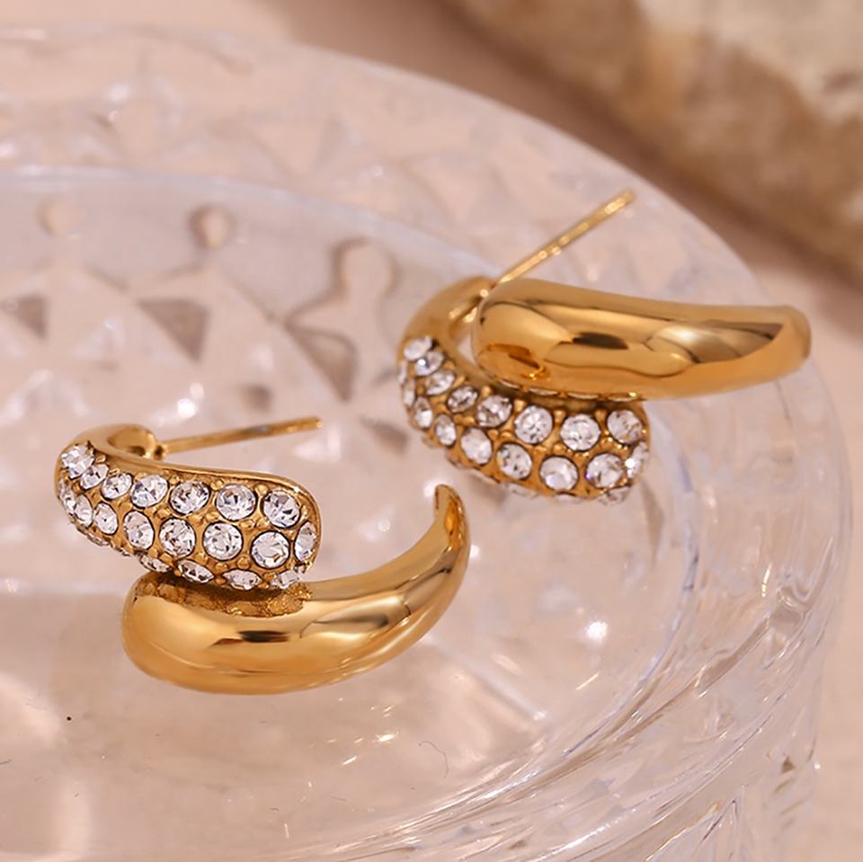 Lynne Gold Crystal Curve Earrings