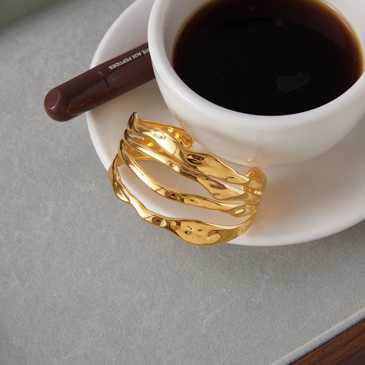 Wave Form Gold Cuff Bracelet