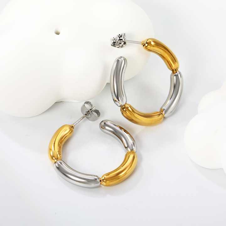 Cyra Two-Tone Gold & Silver Hoop Earrings
