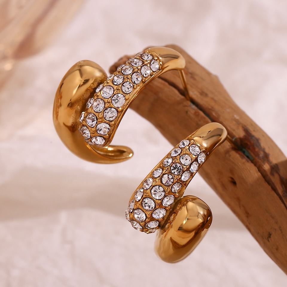 Lynne Gold Crystal Curve Earrings