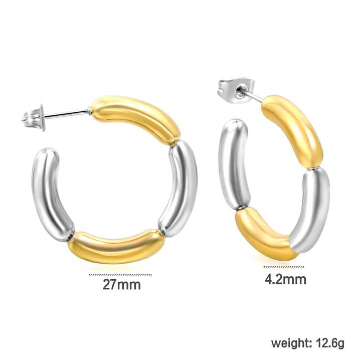 Cyra Two-Tone Gold & Silver Hoop Earrings
