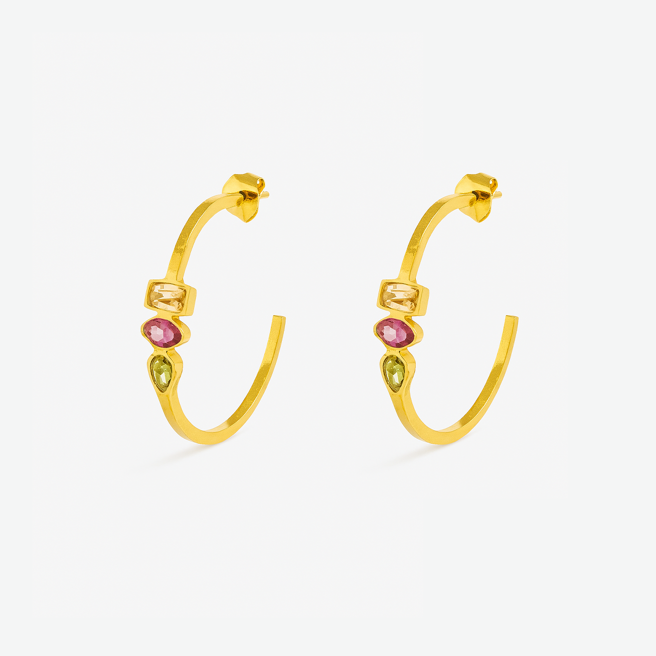 Nara Multi Gem Hoop Earrings - Amalfa