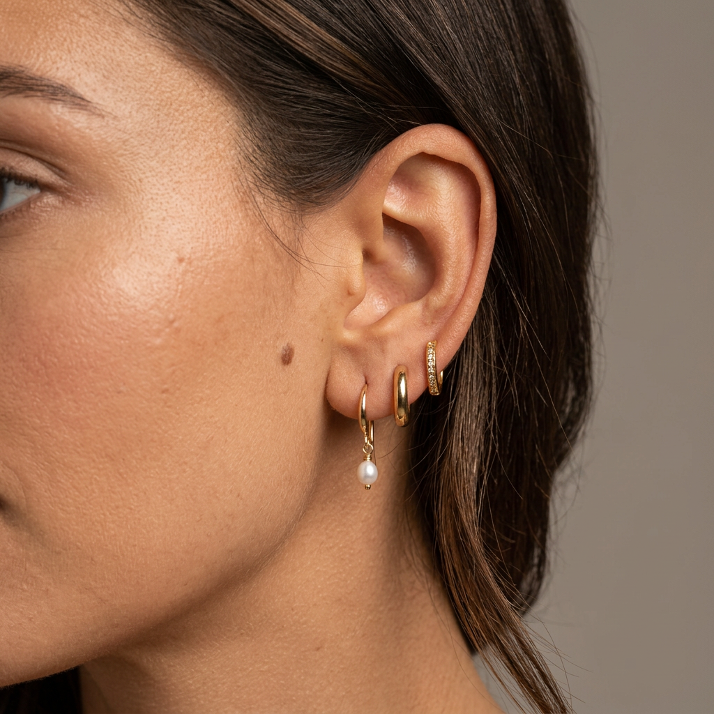 Nora Gold Hoop Earrings Set For Women