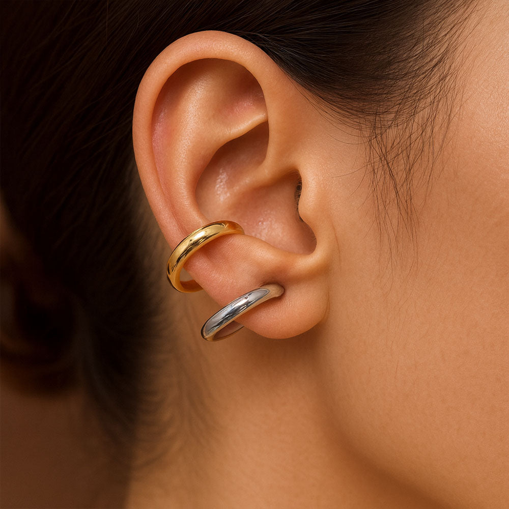 Kaia Dual-Tone Twist Hoop Earrings for Women - Amalfa