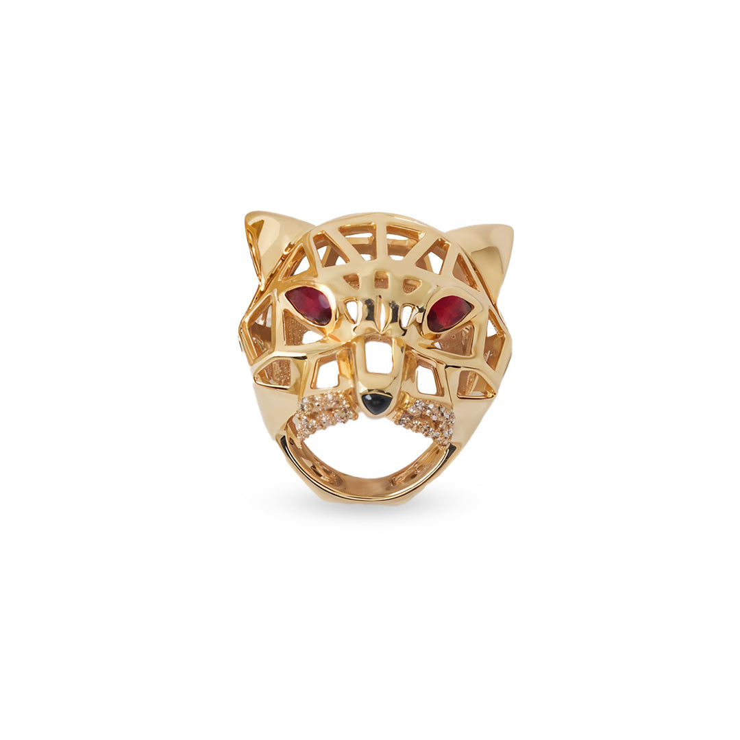 Koi Royal Bold Gold Panther Ring for Women - Amalfa
